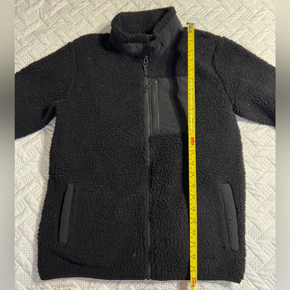 Black Sherpa Fleece Jacket Coat Collar Youth XL 14-16 Gently Used - Picture 7 of 7